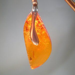 Vintage Amber and Sterling Silver Pendant